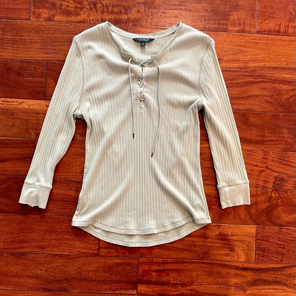 Lauren Ralph Lauren Womens Cotton Lace-Up Top